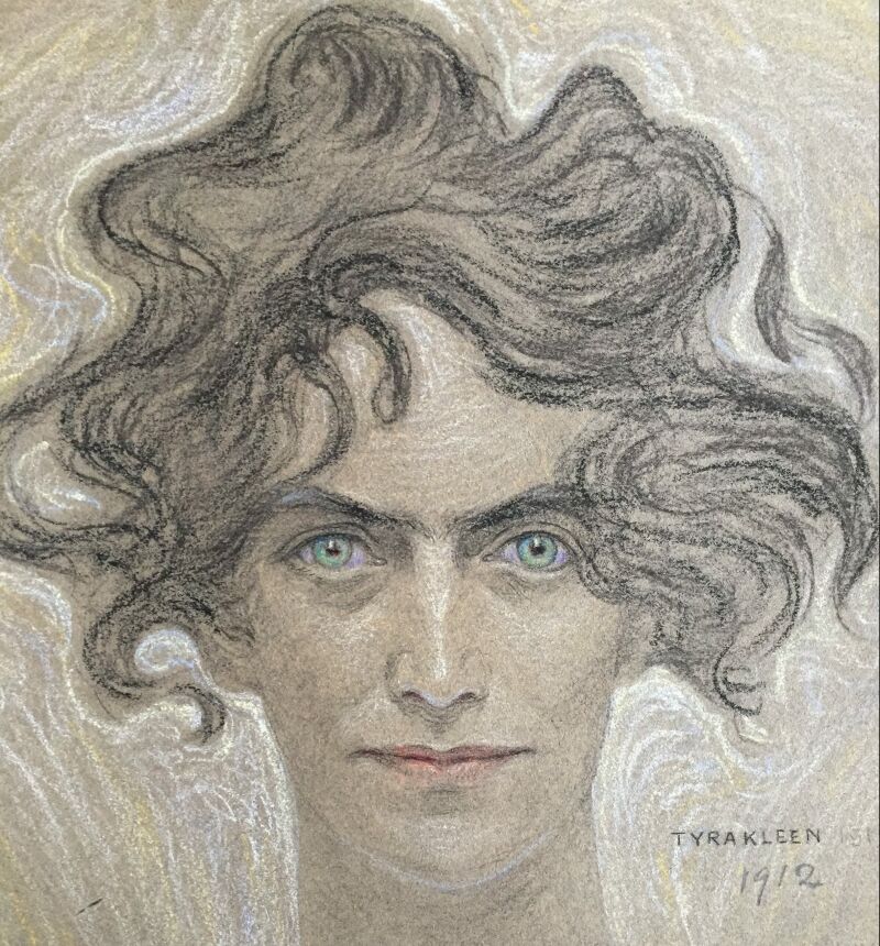 Tyra Kleen, porträtt av Lilly Sparre, 1912, pastell