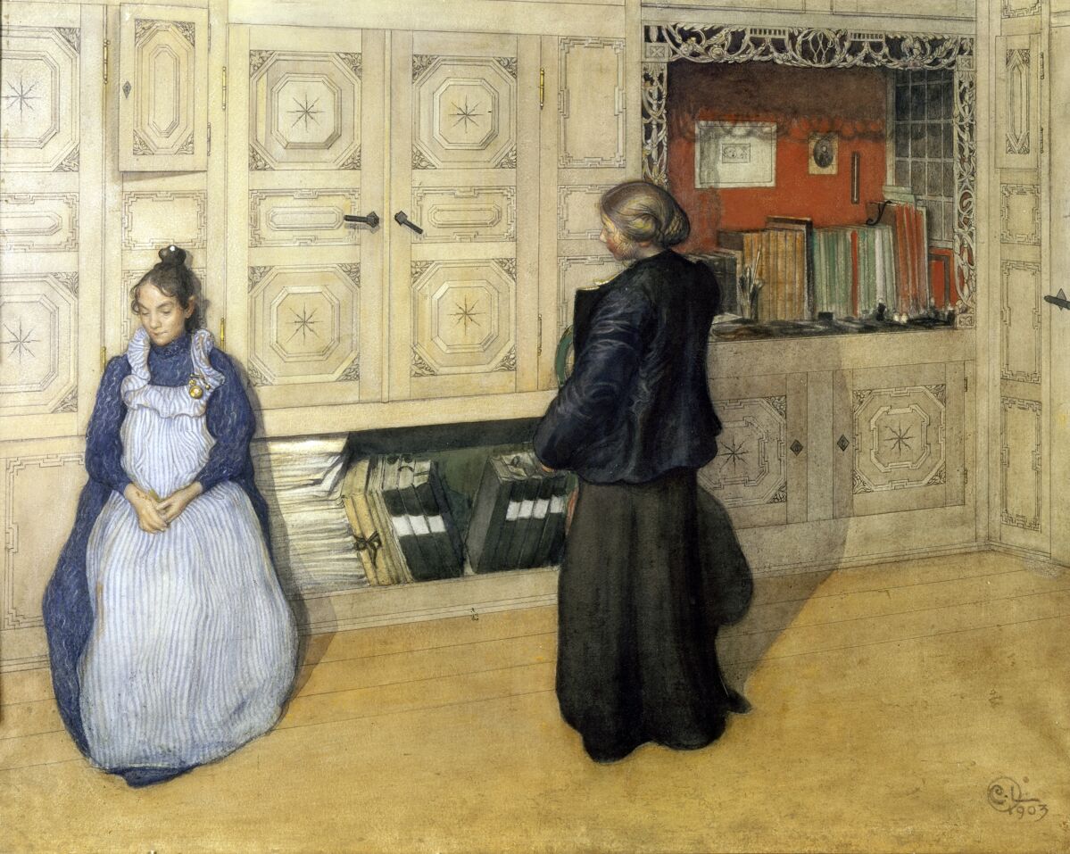 Carl Larsson, Mor och dotter, 1903, akvarell