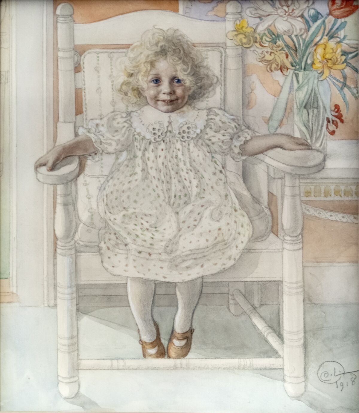 Carl Larsson, Porträtt av Inga-Maria Thiel, 1918, akvarell