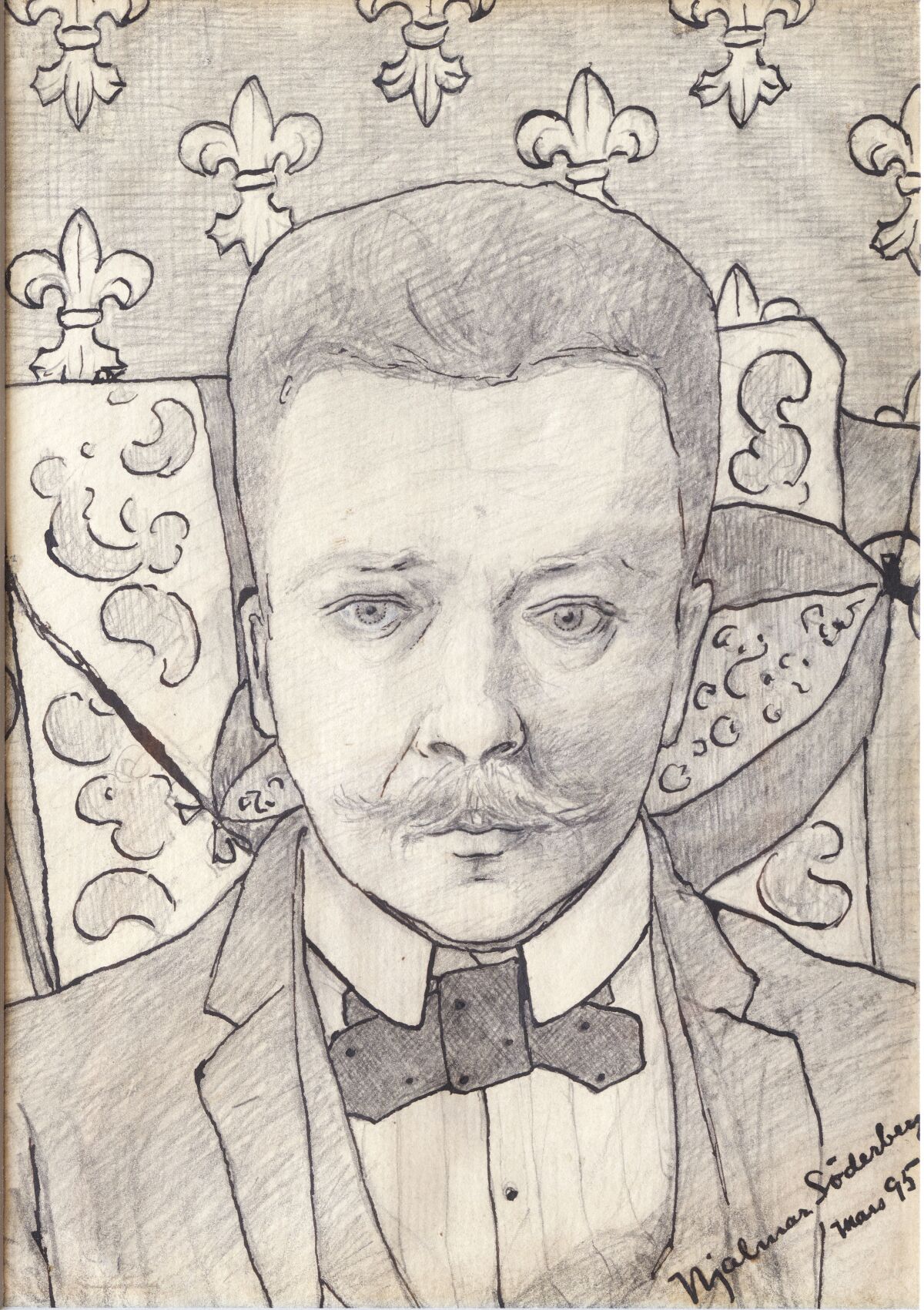 Hjalmar Söderberg, Self-Portrait, 1895, ink and wash. Bonniers porträttsamling, Nedre Manilla. Photo: Per Myrehed