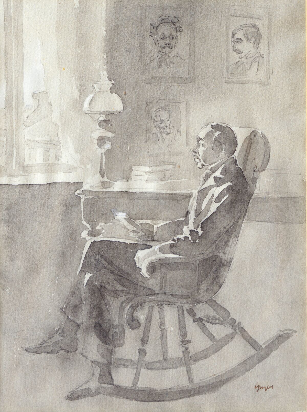 Yngve Berg, Porträtt av Hjalmar Söderberg, tuschlavering