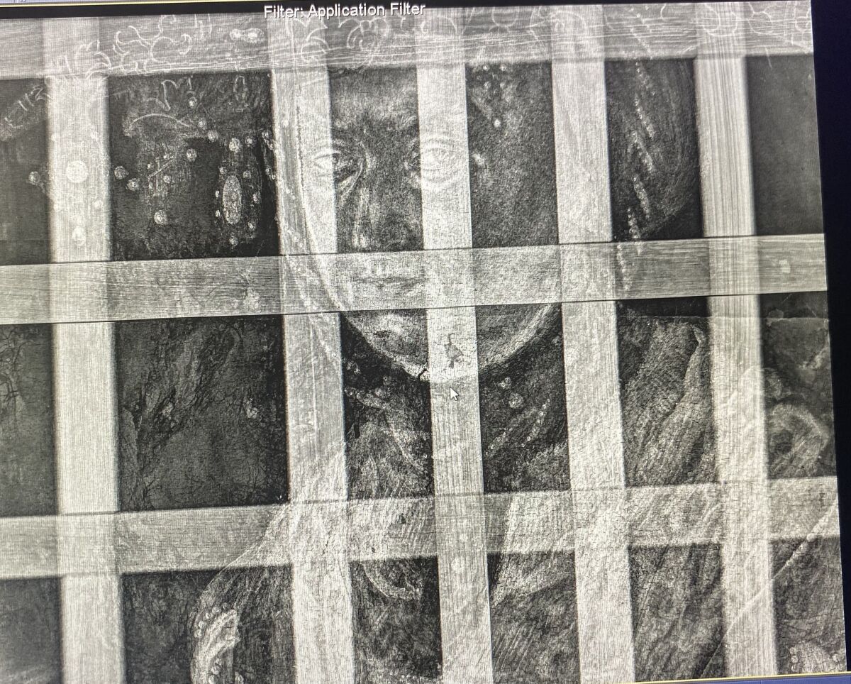 X-Ray of the Portrait of the Duchesse Catherine of Saxony. Attributed to Lucas Cranach the Elder