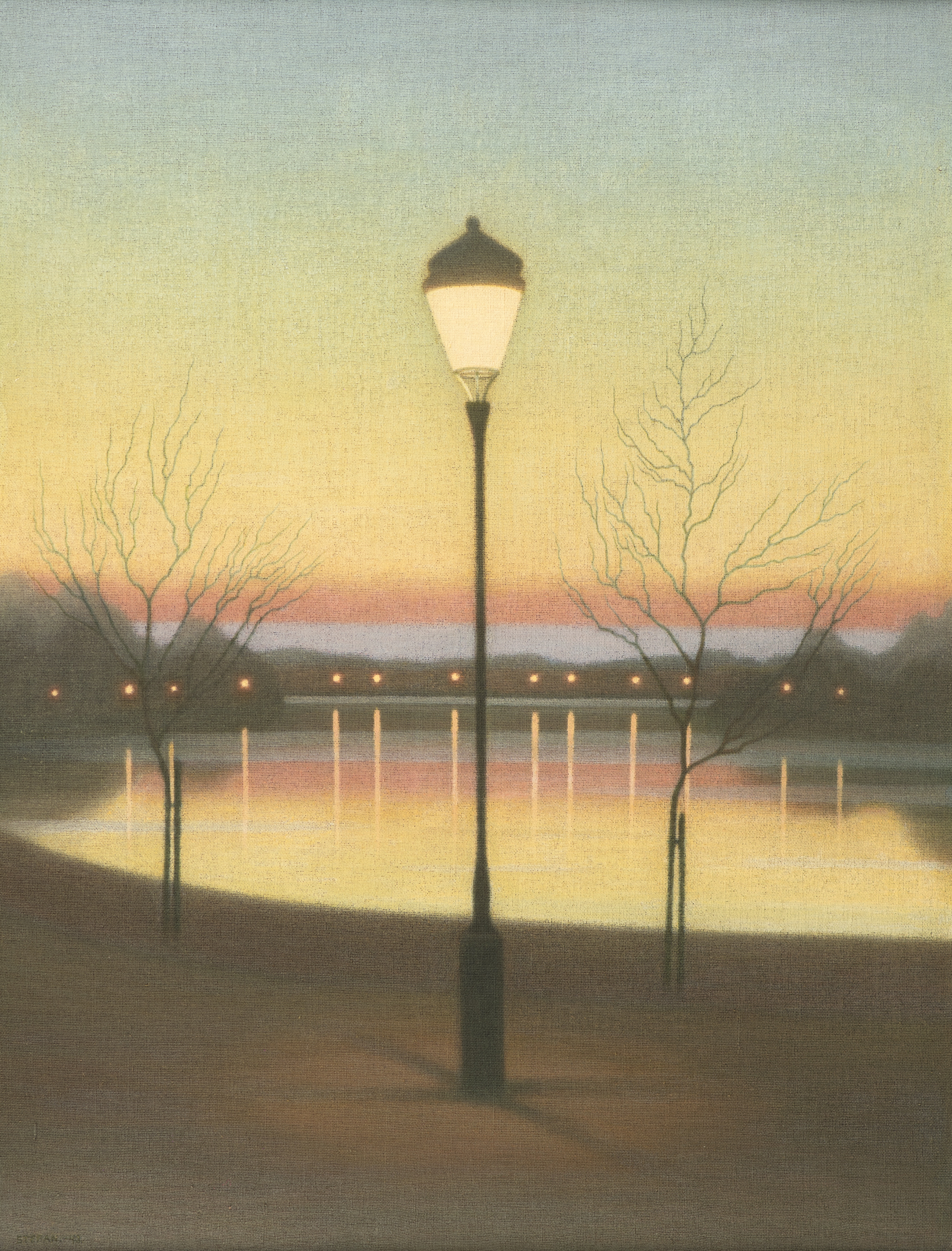 Stefan Johansson, <em>The lantern by the river, spring evening</em>, 1943, Åmells Konsthandel