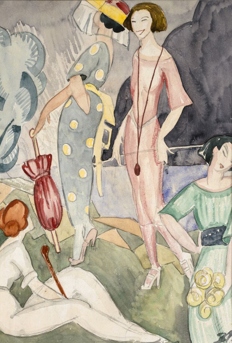 Brita Nordencreutz, Fyra kvinnor på promenad, Västerås konstmuseum. Foto Bo Gyllander